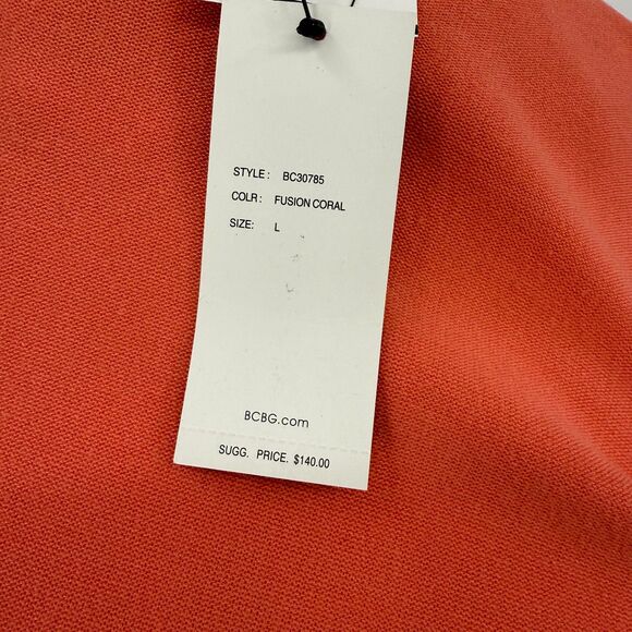 BCBG Hooded Cardigan Sweater Size Large Coral gem logo hooded zip up womens - Picture 6 of 10